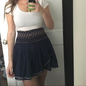 Free People smock ruffled beaded mini skirt